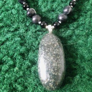 Lake huron stone necklace with glass beads
